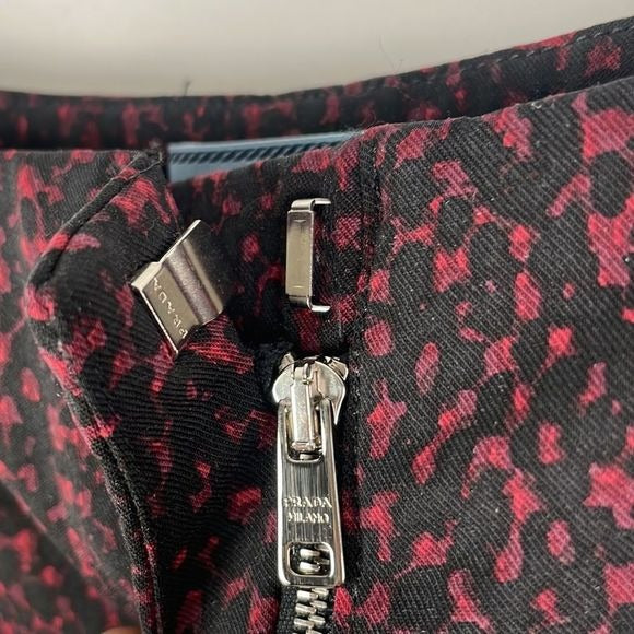 Prada Red Black Print Trousers