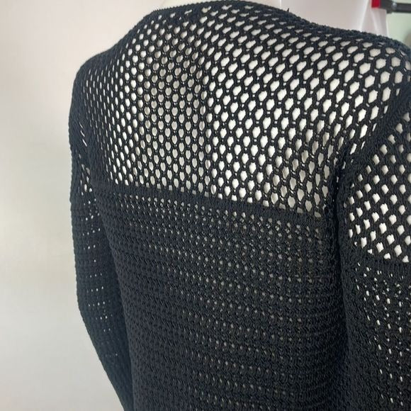 Prada Black Loose Knit Tie Front Top