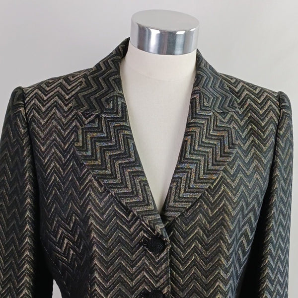 Valentino Black and Gold Chevron Striped Jacket