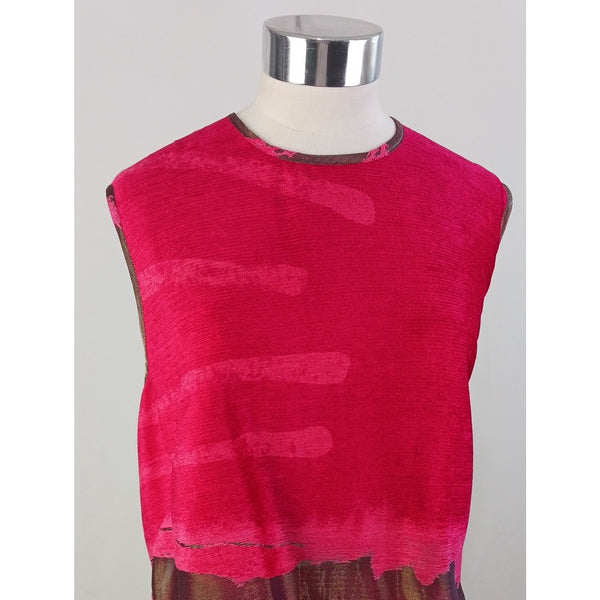 ROGER SAKOUN VINTAGE RED/METALLIC 3 PIECE SKIRT SUIT