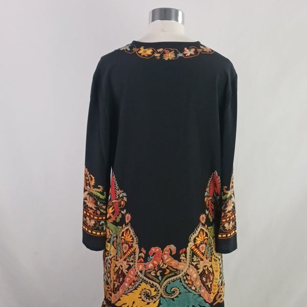 Etro Blk W Floral Print Silk TunicDress.