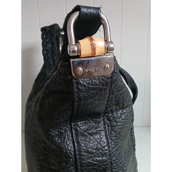 GUCCI LG PEBBLED LEATHER HOBO  BAG.