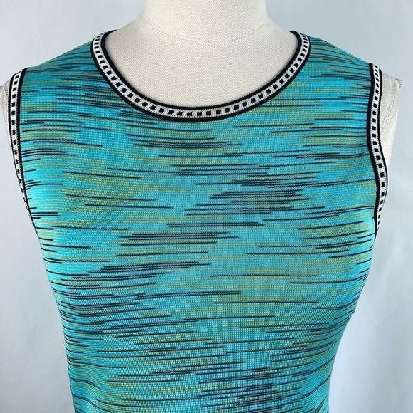 Missoni Turquoise Striped Open Back Knit Dress