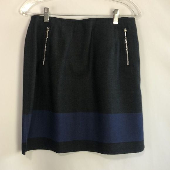 Emanuel Grey/Blue Striped Skirt Set