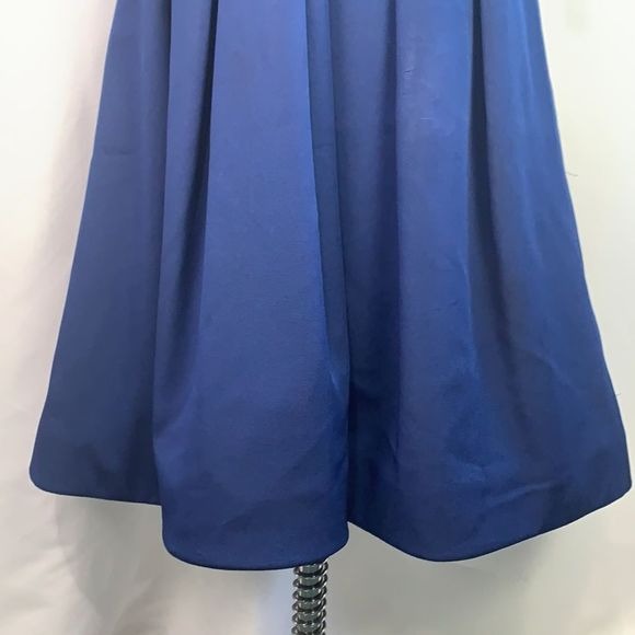 Pamela Roland blue pleated bottom fit/flare dress