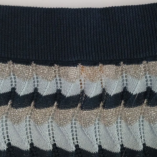 Milly Blue Black Shimmer Knit Pencil Skirt