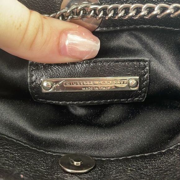 Giuseppe Zanotti Black Mini Beaded Chain Strap Bag