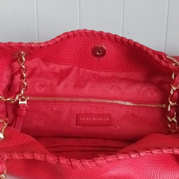 Tory Burch Large Coral Chain Strap Bag.