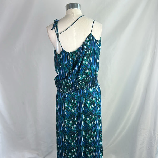 Tory Burch Blue Green Print Halter Maxi Dress