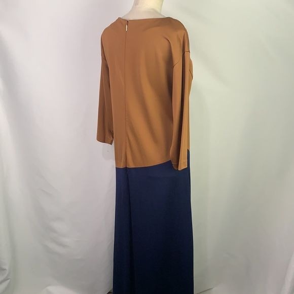 Hugo Boss NWT brown navy color block midi dress