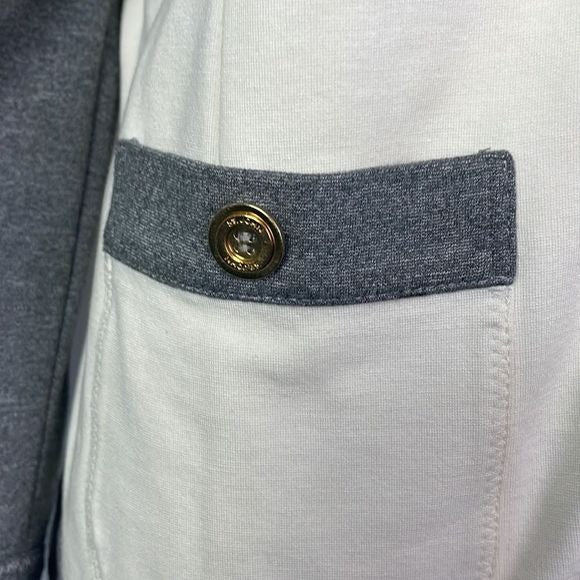 St John Cream Gray Color Block Zip Jacket