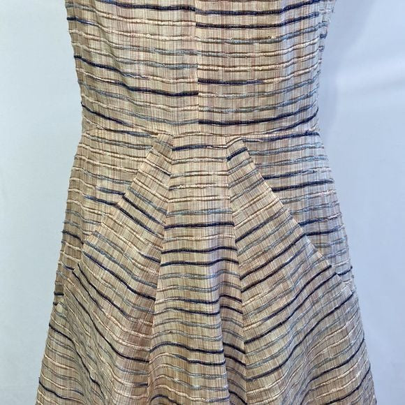 Hugo Boss Tan Striped Fit Flare Dress