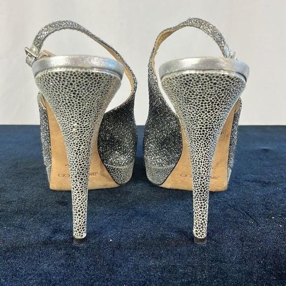 Jimmy Choo Silver Sparkly Stiletto Platform