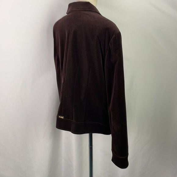 St John Brown Velvet Short Jacket With Gold Zips