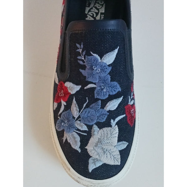 SALVATORE FERRAGAMO Denim Embr Slip Ons Sneakers.