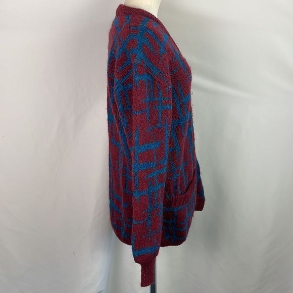 Missoni Vintage Wine Blue Plaid 80’s Cardigan