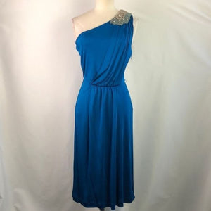 Fendi Cobalt Blue One Shoulder With Beaded Evening Dress