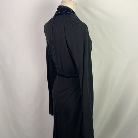Alberta Ferretti Navy Velvet and Silk Print Dress