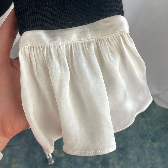 Alice & Olivia Black With White High Collar / Cuffs Sweater