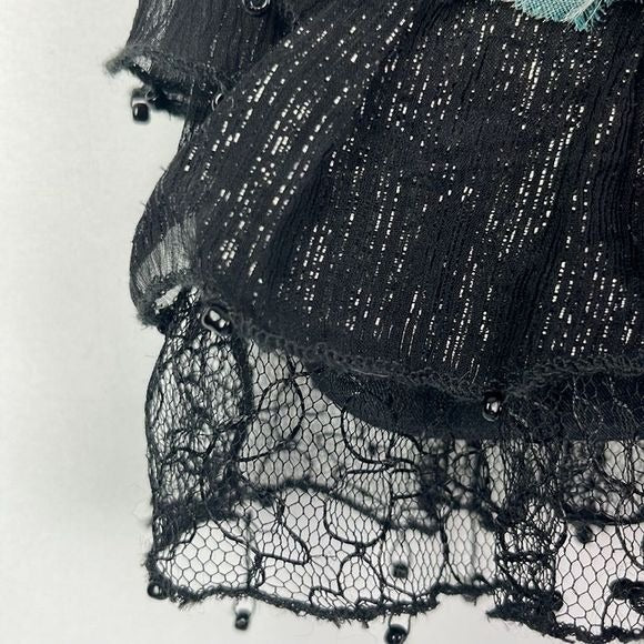 Mary Frances Black Beaded Butterfly Bag