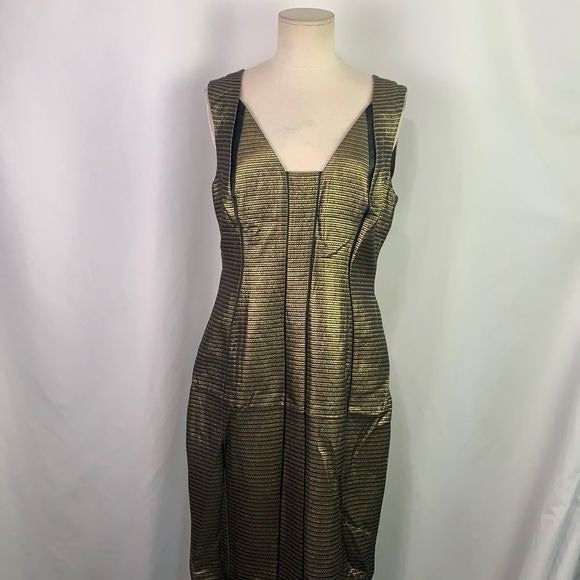 Elie Tahari Gold w/ Black Piping NWT Dress