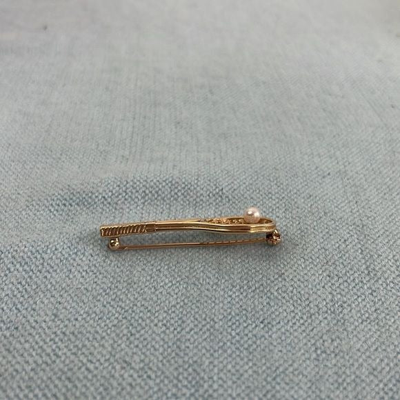 14k Gold Tennis Racket w Pearl Pin