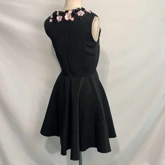 Glambattista Valli black with 3D pink black flower top dress