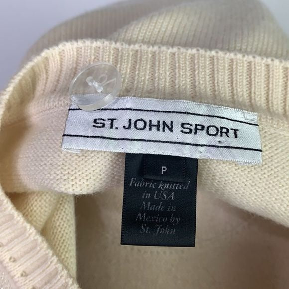 St. John Cream Sweater with Shimmer Flower Print