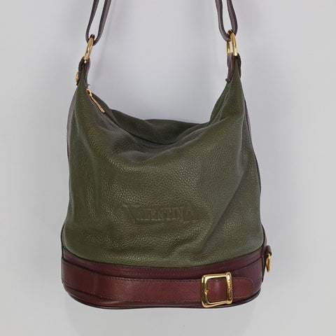 Valentina Olive With Brown Trim Bag