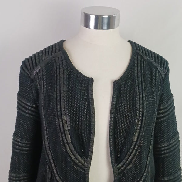 Isabel Marant Black Ribbed Coated 3/4 Knit Jacket