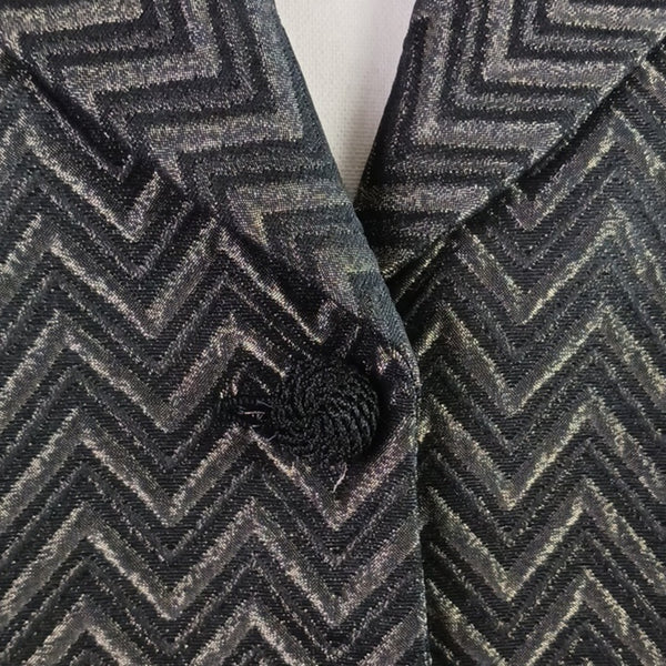 Valentino Black and Gold Chevron Striped Jacket