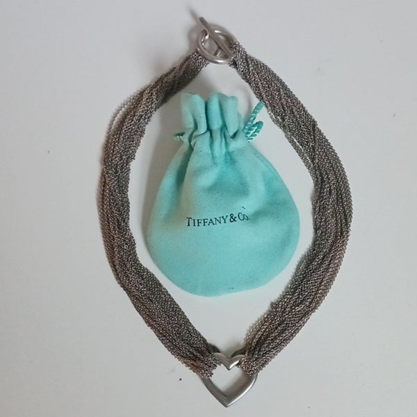 Tiffany & Co. Sterling Heart Multi-Strand Toggle Necklace.