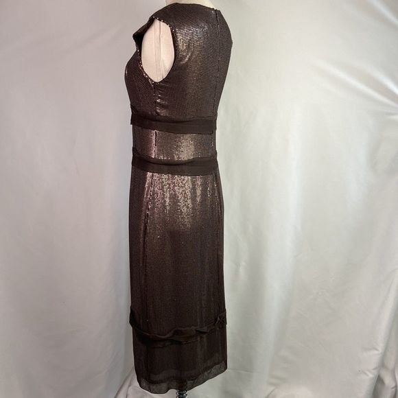 Robert Rodriguez Copper Beaded Cocktail Dress