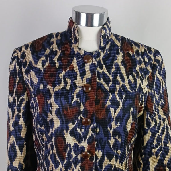 Louis Feraud Multicolor Animal Print High Neck Jacket