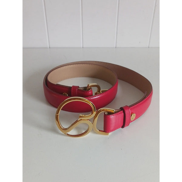 ST.JOHN RED LOGO LEATHER BELT