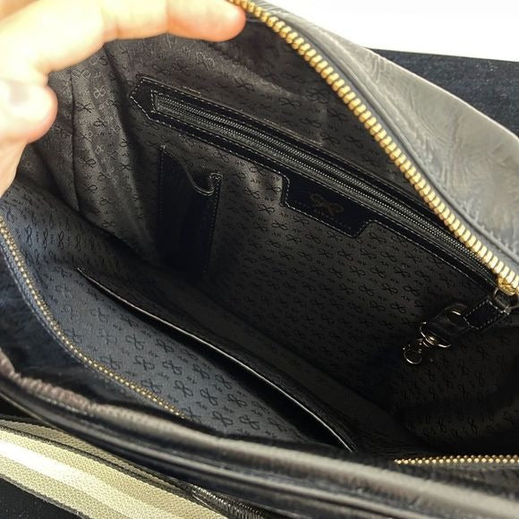 Anya Hindmarch black leather satchel with strap
