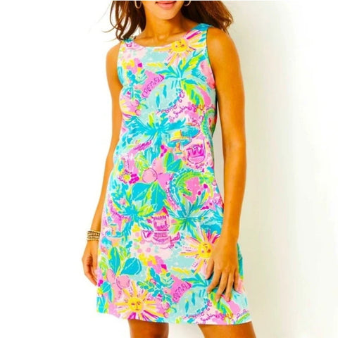 Lilly Pulitzer Bleu Print Dress Cross Back NWT Dress.