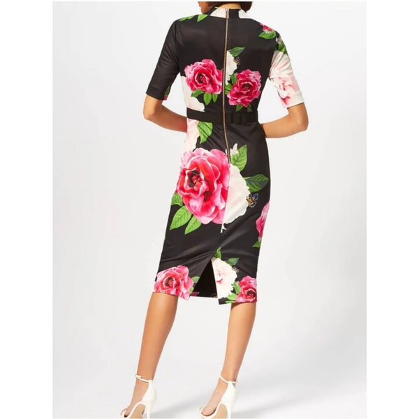 TED BAKER NWT FLORAL V NECK W BELT  DRESS.