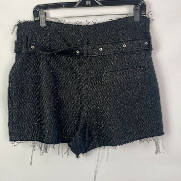 IRO NWT Black Shimmer Raw Edge Metallic Shorts