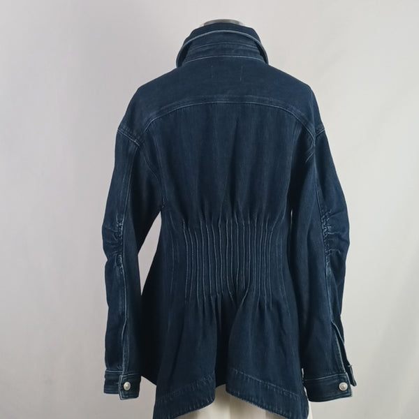 Anthropologie Blue Denim Pleated Waist Shirt Jacket