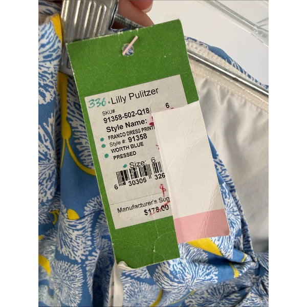 LILLY PULITZER BLUE BUTTERFLY STRAPLESS DRESS