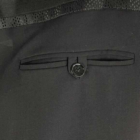 Balenciaga Paris Black Trousers with Navy Dotted Waist Trim