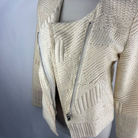 IRO cream with gold textured side zip jacket