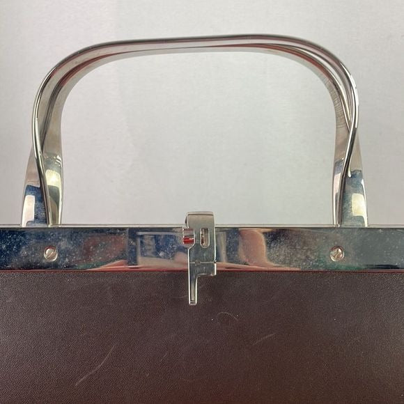 Ralph Lauren Brown Leather with Silver Frame Bag