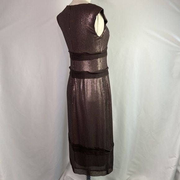 Robert Rodriguez Copper Beaded Cocktail Dress