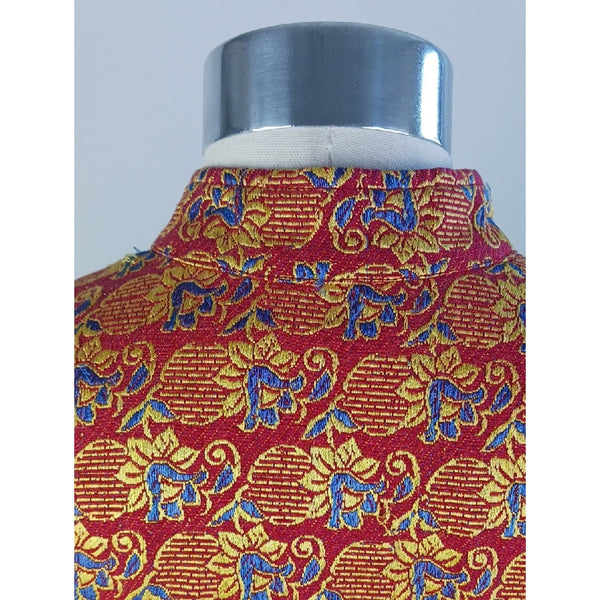 CASIEN Red Print W Fringe Trim.