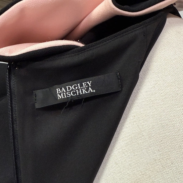 BADGLEY MISCHKA Black With Pink Ruffle Trim Dress