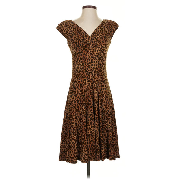 RALPH LAUREN ANIMAL PRINT CROSS FRONT DRESS