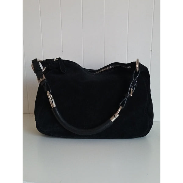 PRADA BLK SUEDE HOBO BAG.