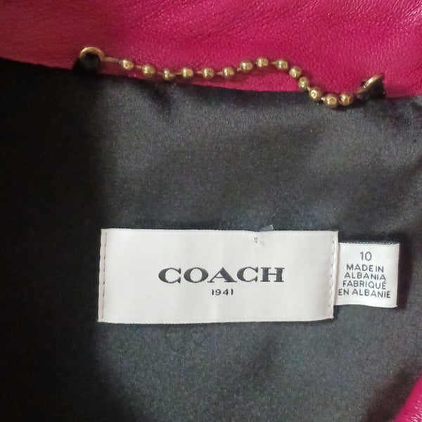 Coach Red  Leather Short  Jacket.